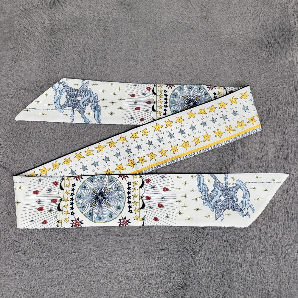New Tarot Cards Silk Skinny Scarf Twilly 'Star' - Picture 4 of 7